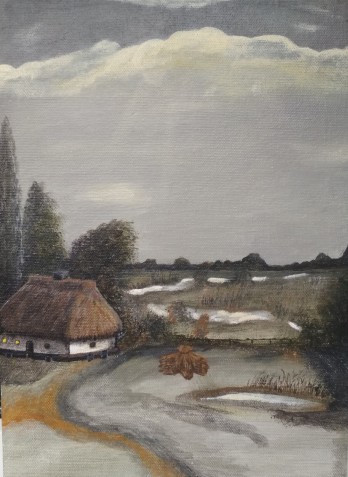 Painting акрилом "СЕЛО И ХАТА"