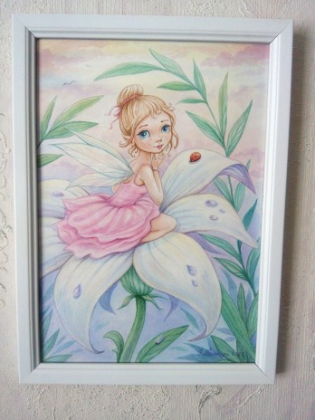 Painting акварелью "Fairy in a white lily"