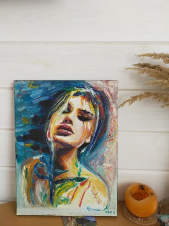 Painting маслом девушка и цвета