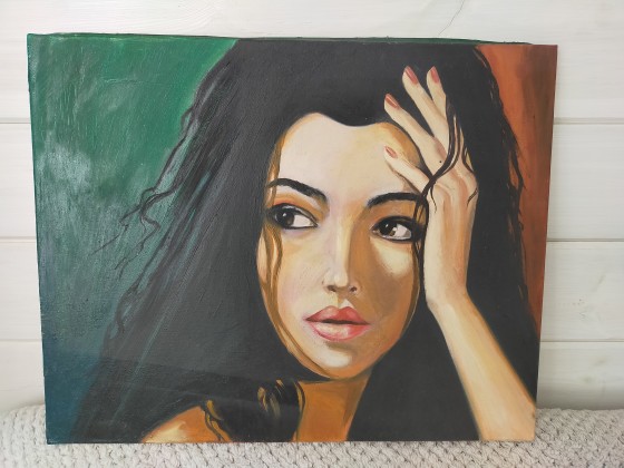 Painting маслом Девушка брюнетка