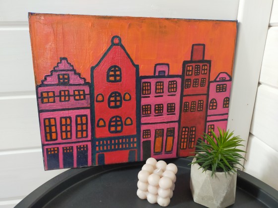 Painting акрилом домики