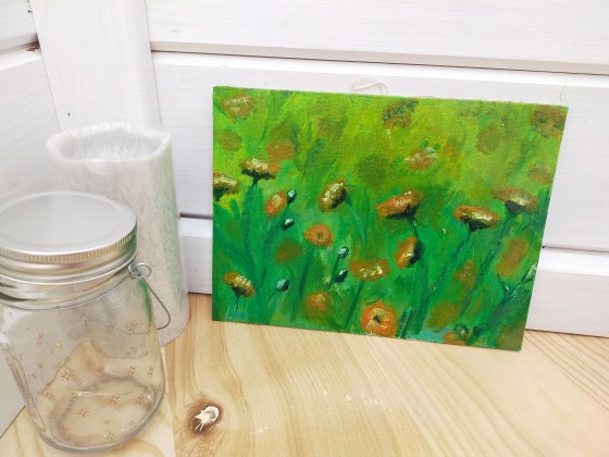 Painting маслом поле и цветы
