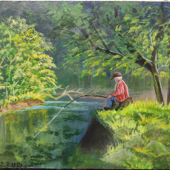 Painting акрилом Рыбак