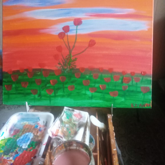 Painting акрилом Цветы