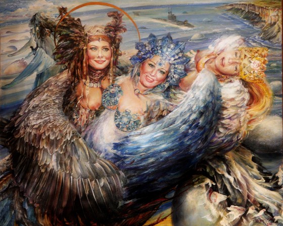 Painting маслом "Дамоклово пение "Райских птиц"