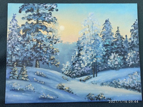 Painting маслом Зимний лес