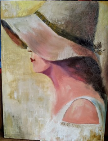 Painting маслом Девушка в шляпе