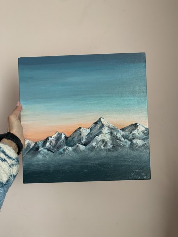 Painting акрилом Mountain sunset 