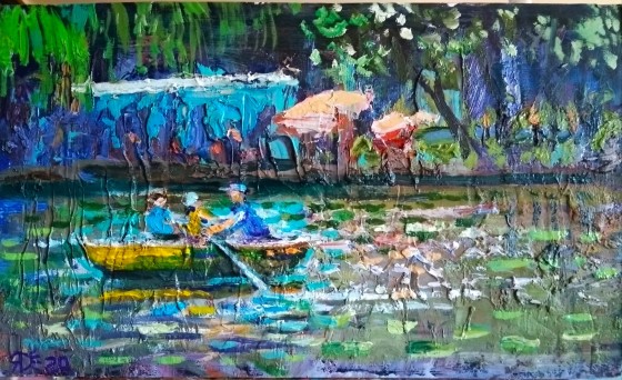 Painting маслом Голосеевские пруды Лодочная танция