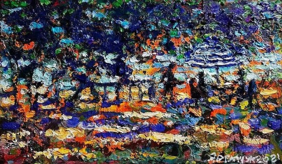 Painting маслом В тени у моря