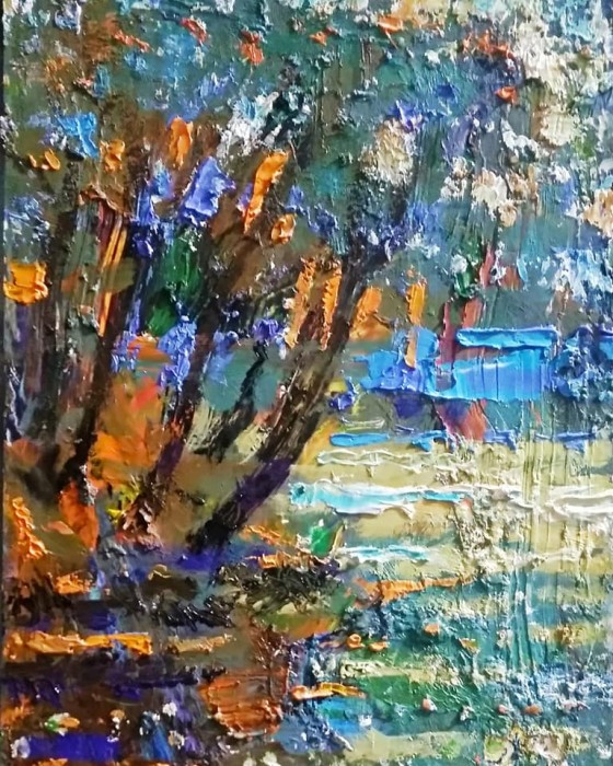 Painting маслом Голосеевская осень,  пруды