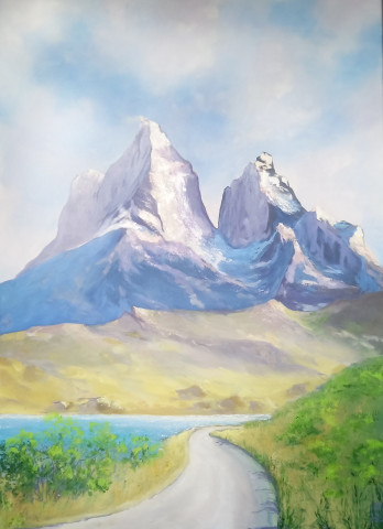 Painting маслом картина "По дорозі у гори"