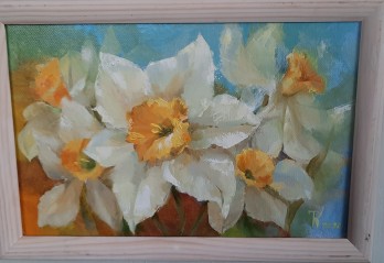 Painting маслом "Нарцисы"