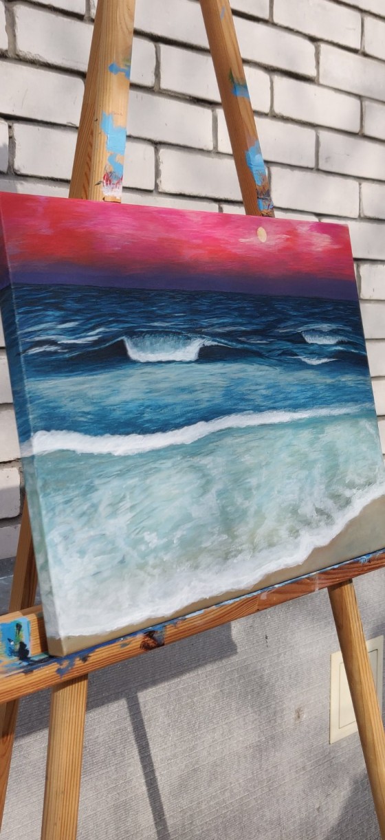 Painting акрилом Вечернее море