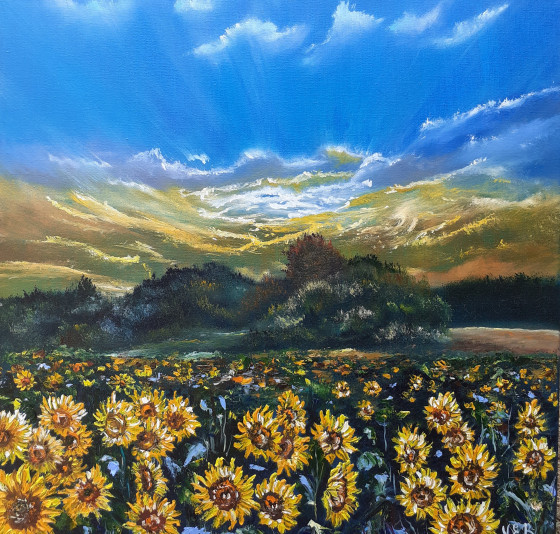 Painting маслом Картина маслом " Поле подсолнухов".