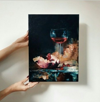 Painting маслом Бокал красного