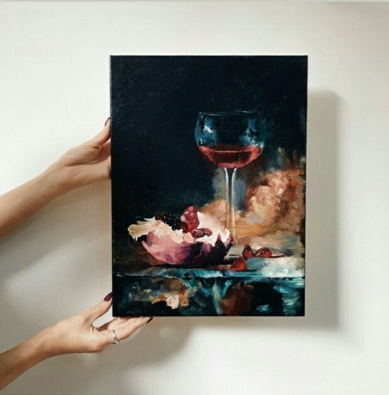 Painting маслом Бокал красного