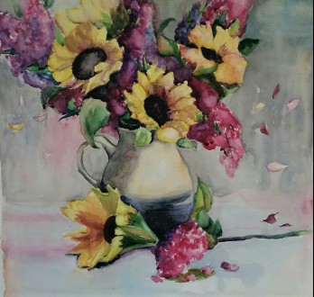 Painting акварелью Весенний букет