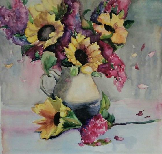 Painting акварелью Весенний букет