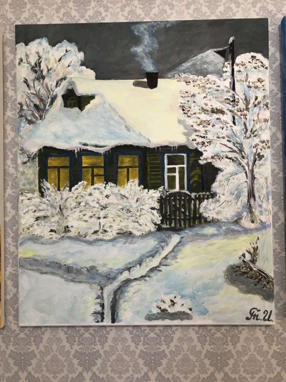 Painting акрилом Зимовий вечір