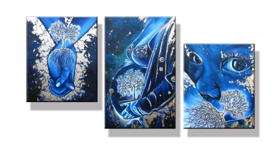 Painting в смешанной технике Три жизни-одно чувство