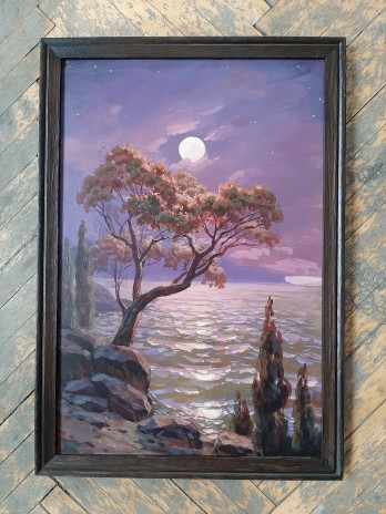 Painting акрилом Осенняя ночь на море.