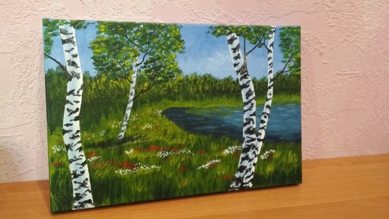 Painting акрилом Берёзы