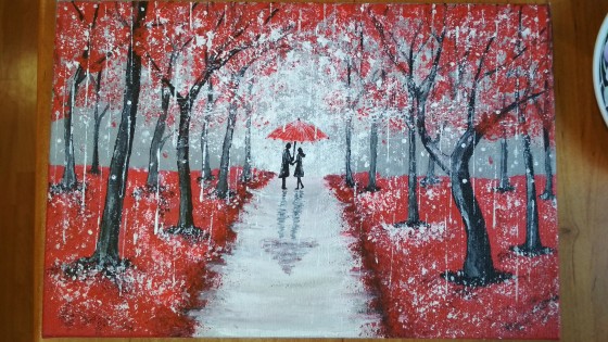 Painting акрилом Дождливая осень