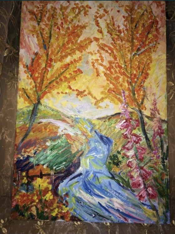 Painting в смешанной технике Золотая осень