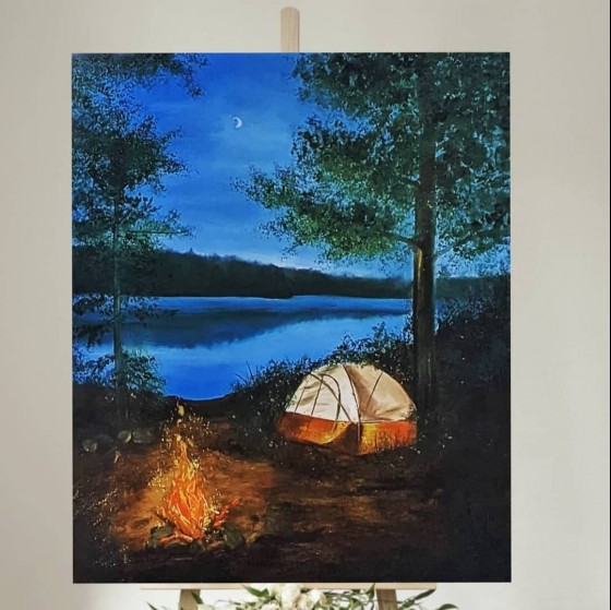 Painting маслом Ночная рыбалка