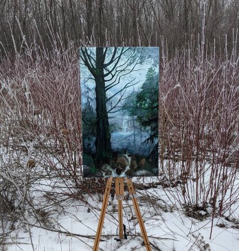 Painting маслом Туманный лес 
