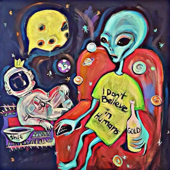 Painting акрилом I dont believe in human's 