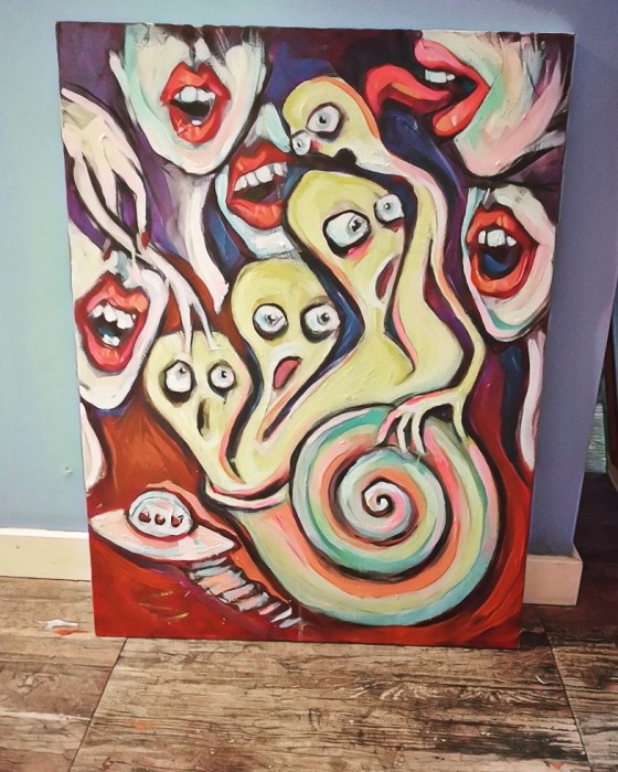 Painting акрилом Полет на землю 