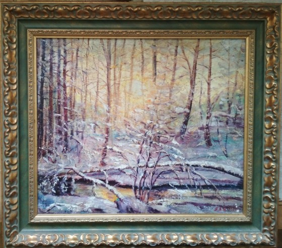 Painting маслом Зима в лесу