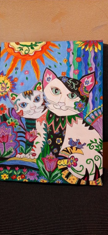 Painting акрилом Сказочные кошечки