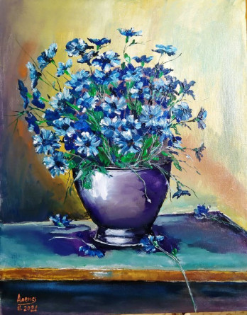 Painting маслом Cornflowers