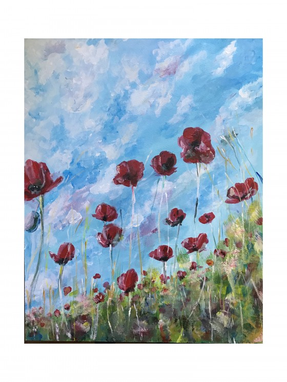 Painting акрилом "Маковое поле"