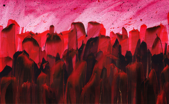 Painting акрилом Спящий город в огне