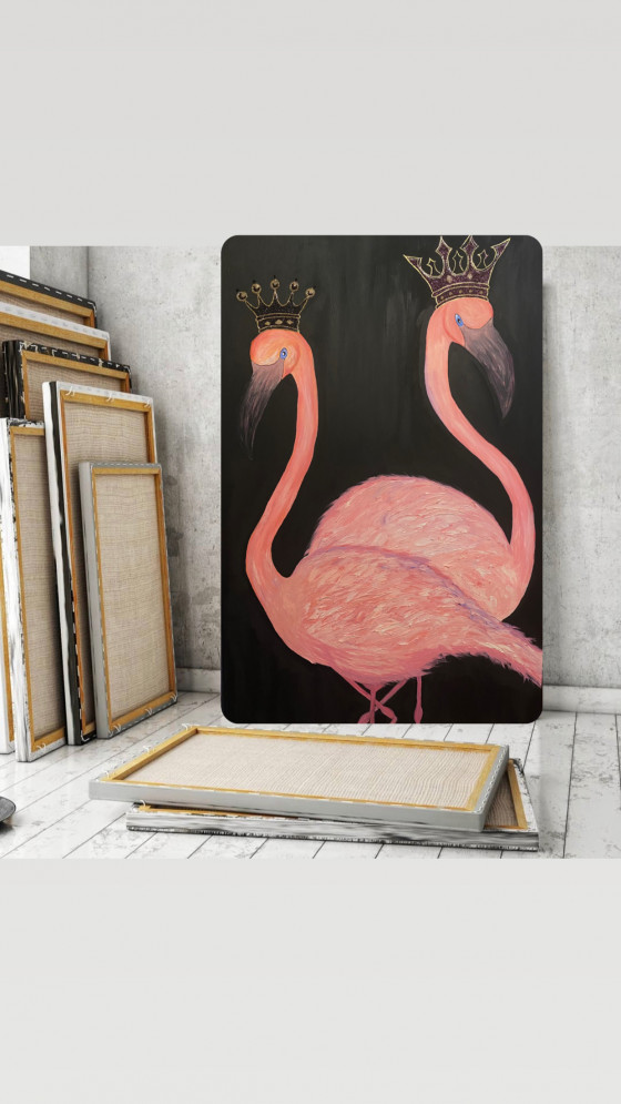 Painting в смешанной технике Фламинго 