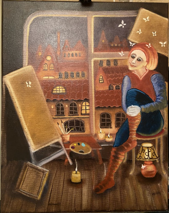 Painting маслом Сказочный город. Вдохновение художника 