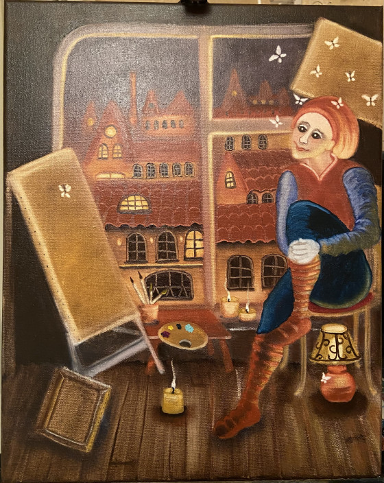 Painting маслом Сказочный город. Вдохновение художника 