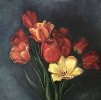 Painting маслом Тюльпаны