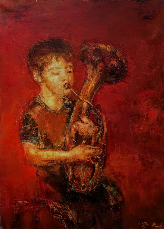 Painting маслом Маленький музыкант