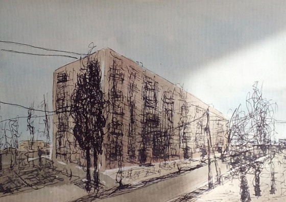 Картина в смешанной технике мой дом