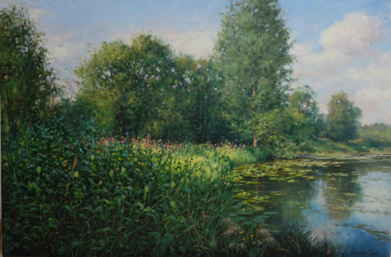 Картина маслом У озера.