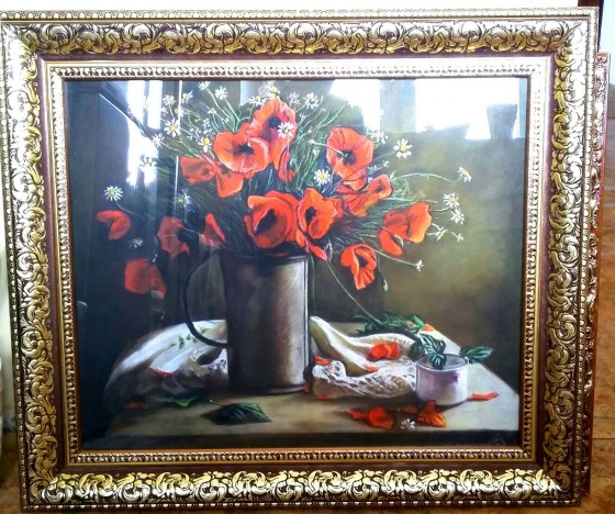 Картина пастелью Нптюрморт с маками