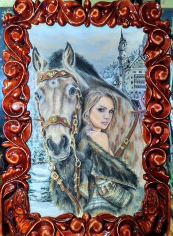 Картина пастелью Рапунцель и Максимус