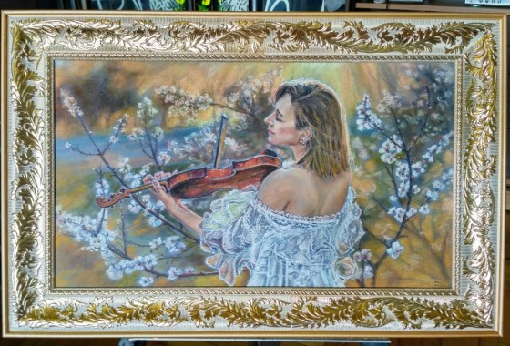 Картина пастелью Мелодия весны