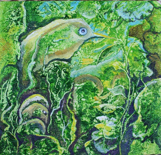 Картина в смешанной технике Зелёный сон