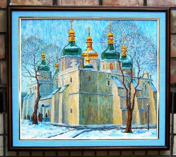 Картина маслом Киевская София, вечер.